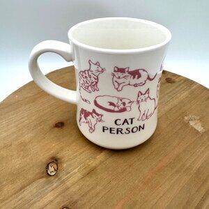 Opalhouse Cat Person Diner Mug Ivory pink cats gold text “cat person” mug cup ho